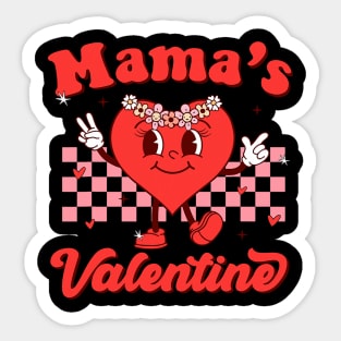 Retro Groovy Mama is My Valentine Cute Heart Boys Girls Kids Sticker